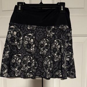 LOCOA Black and Gray skull Women's tennis Skort